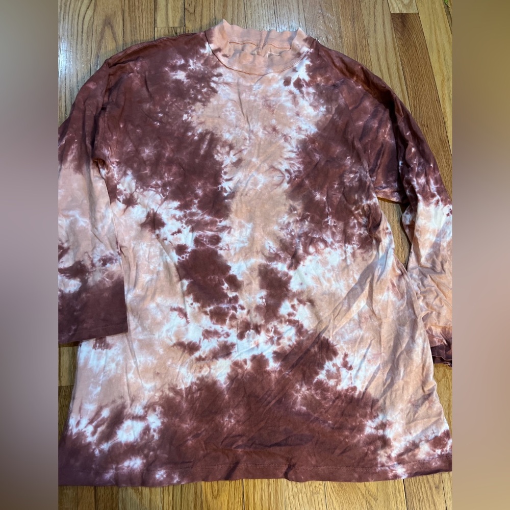 We The Free People Oversize Long Sleeve Be Free Tie Dye Tee Women's Size Small